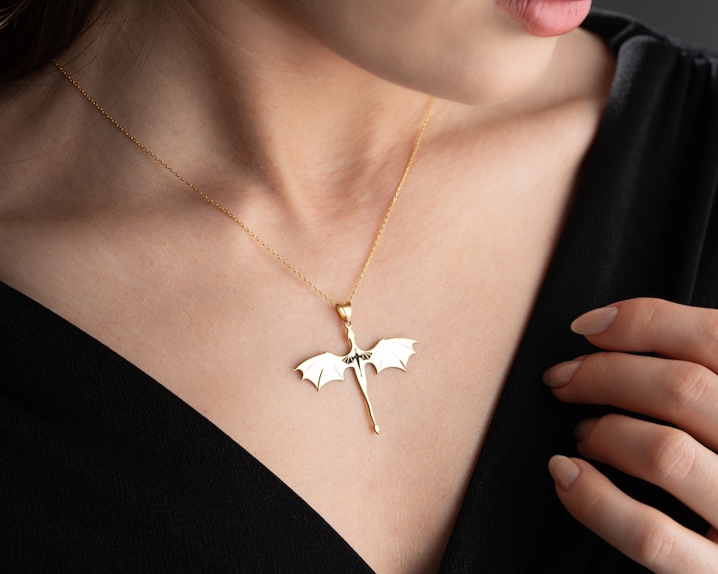 Collana con drago in argento sterling: Acotar Velaris Jewelry immagine 5