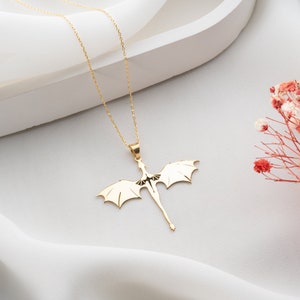 Collana con drago in argento sterling: Acotar Velaris Jewelry immagine 2