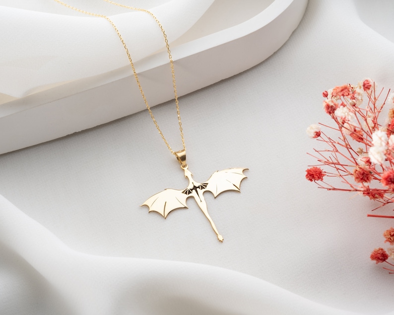 Collana con drago in argento sterling: Acotar Velaris Jewelry immagine 2
