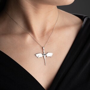 Collana con drago in argento sterling: Acotar Velaris Jewelry immagine 6