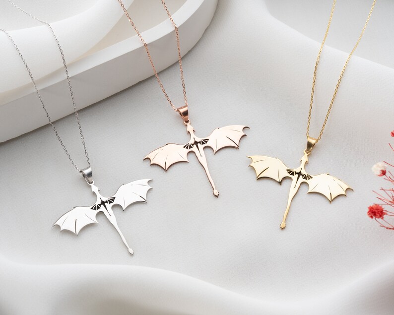 Collana con drago in argento sterling: Acotar Velaris Jewelry immagine 7