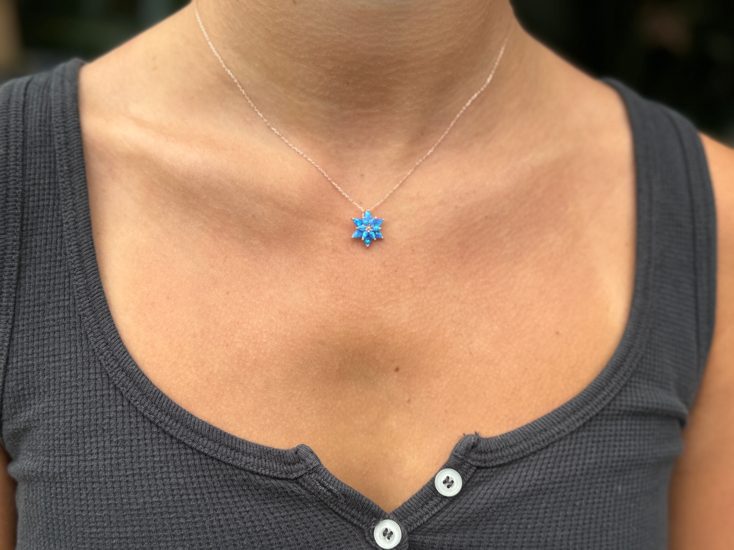 OHAYOO Opal Lotus - Collana Da Donna In Argento Sterling