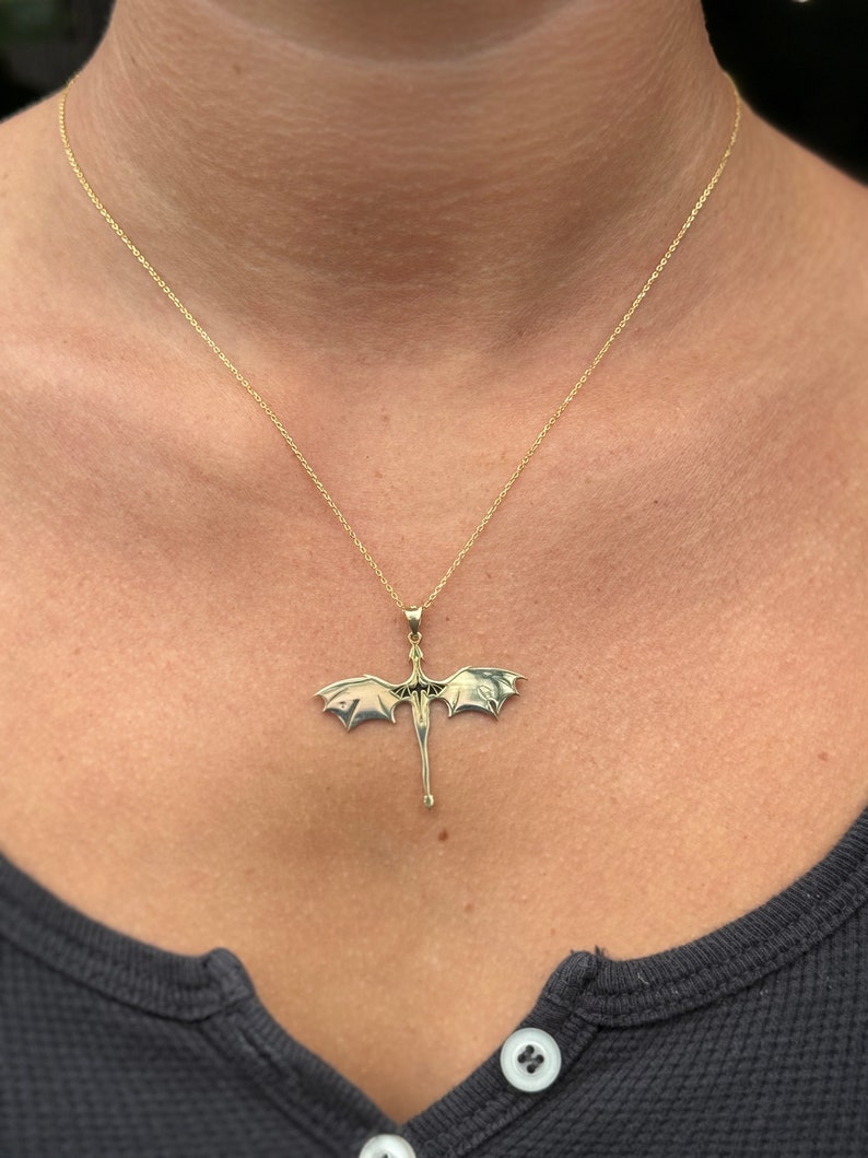 Collana con drago in argento sterling: Acotar Velaris Jewelry immagine 4