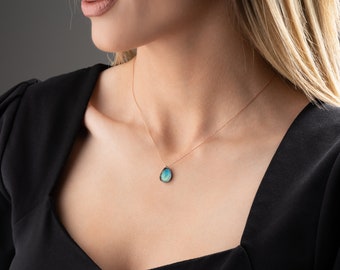 Color Changing Teardrop Necklace, Mood Stone Necklace, Mood Emotion Necklace, Dainty Teardrop Necklace, Special Natural Stone Pendant