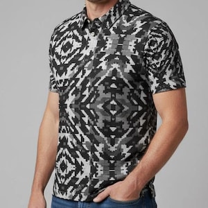 Anti-Surveillance Glitch Houndstooth  Anti-AI Men's  Polo Shirt