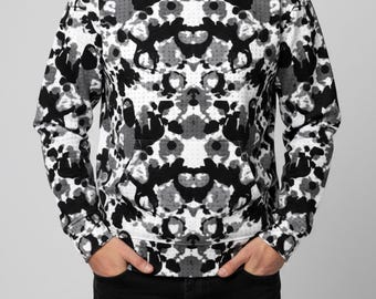 Sudadera con capucha de camuflaje anti-IA con arte adversario: ropa urbana antivigilancia