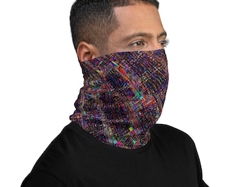 Polaina para el cuello, camuflaje, arte con fallos, ciberpunk, anti-IA, adversario, patrón digital, ropa de calle, declaración, antivigilancia