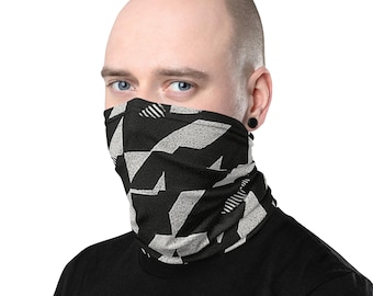 Polaina para el cuello con diseño de arte ciberpunk con fallos, estilo urbano, antivigilancia