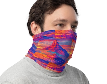 Polaina de cuello colorida con diseño ciberpunk y fallas, antivigilancia adversarial