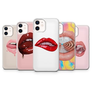 Lips Case Cute Lips Cover for iPhone 15 14 13 12 Pro 11 XR SE, Samsung S23 S22 A73 A53 A13 A14 S21 Fe S20, Pixel 8 7 6A