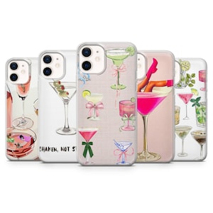 Cocktail Case Girly Cocktail Cover per iPhone 15 14 13 12 Pro 11 XR SE, Samsung S23 S22 A73 A53 A13 A14 S21 Fe S20, Pixel 8 7 6A