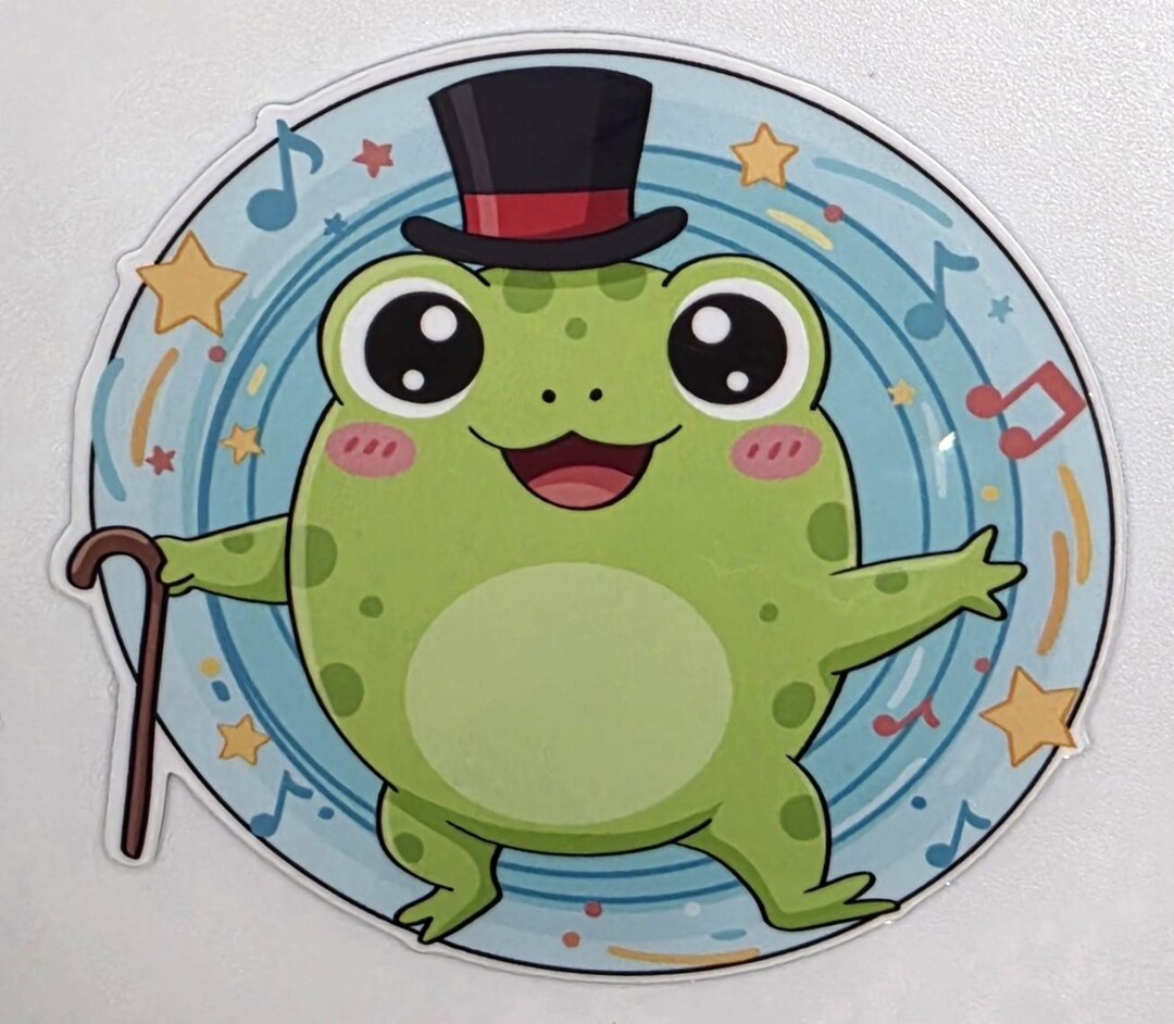 Kawaii Dancing Frog Sticker – Cute Tap Dancing Frog Sticker – Musical ...