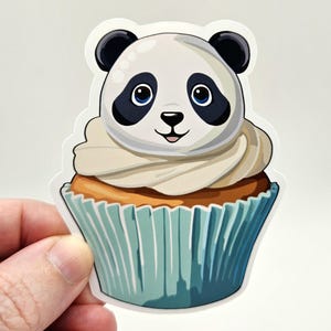 Schattige pandacupcake | Weerbestendige vinylsticker