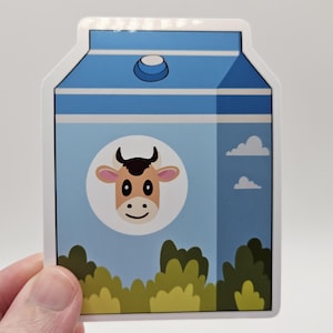 Entzückende Milchtüte Kuh Aufkleber | Kawaii Bauernhof Tier Vinyl Aufkleber | Wetterfester Vinyl-Aufkleber