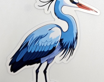 Grauer Reiher Aufkleber – Reiher Vogel Sticker – Wildtier Vogel Aufkleber für Laptop und Wasserflasche