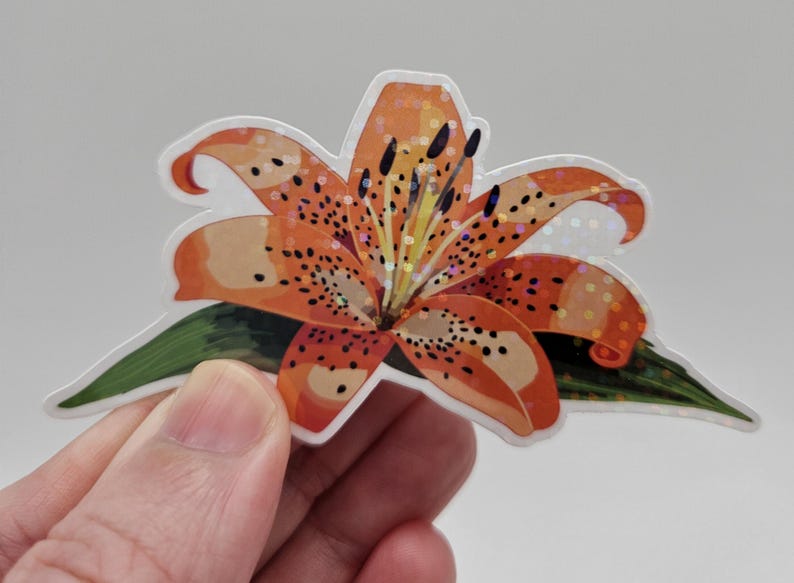 Lily Sticker Orange Tiger Lily Flower Sticker – Orange Lily Sticker – Botanical ...
