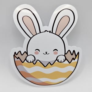 Adorable Easter Bunny in Egg Shell | Weatherproof Vinyl Sticker