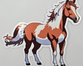 Horse Sticker – Brown White Horse Sticker – Farm Animal Laptop & Water Bottle Decal