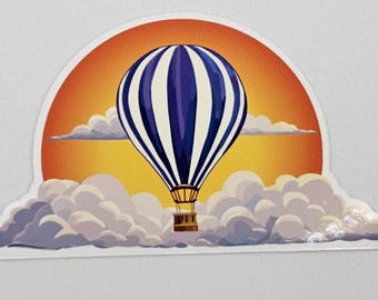 Cute Hot Air Balloon Sticker – Colorful Balloon Sticker – Laptop & Water Bottle Decal