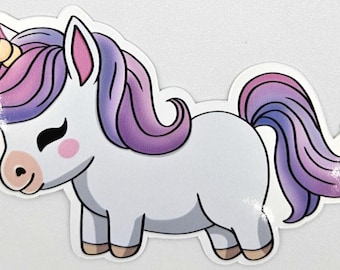 Kawaii Sleepy Unicorn Sticker – Purple Fantasy Decal