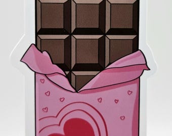 Kawaii Chocolate Bar Sticker – Cute Valentine Candy Sticker – Laptop, Planner & Tumbler Decal