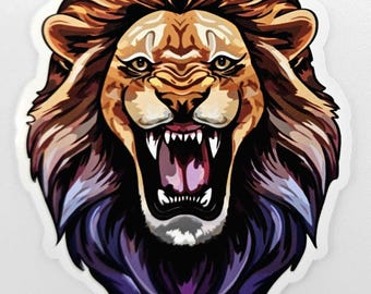 Roaring Lion Head Sticker – Lion Sticker – Bold Wildlife Laptop & Water Bottle Decal