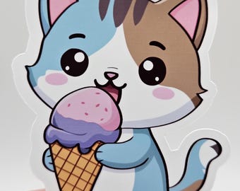 猫のアイスクリームコーンステッカー おもしろかわいい食べ物 カップ