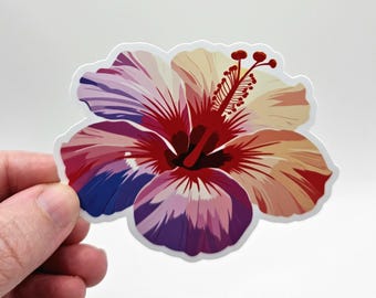 Hibiscus Flower Sticker | Tropical Floral Decal | Weatherproof Vinyl Sticker
