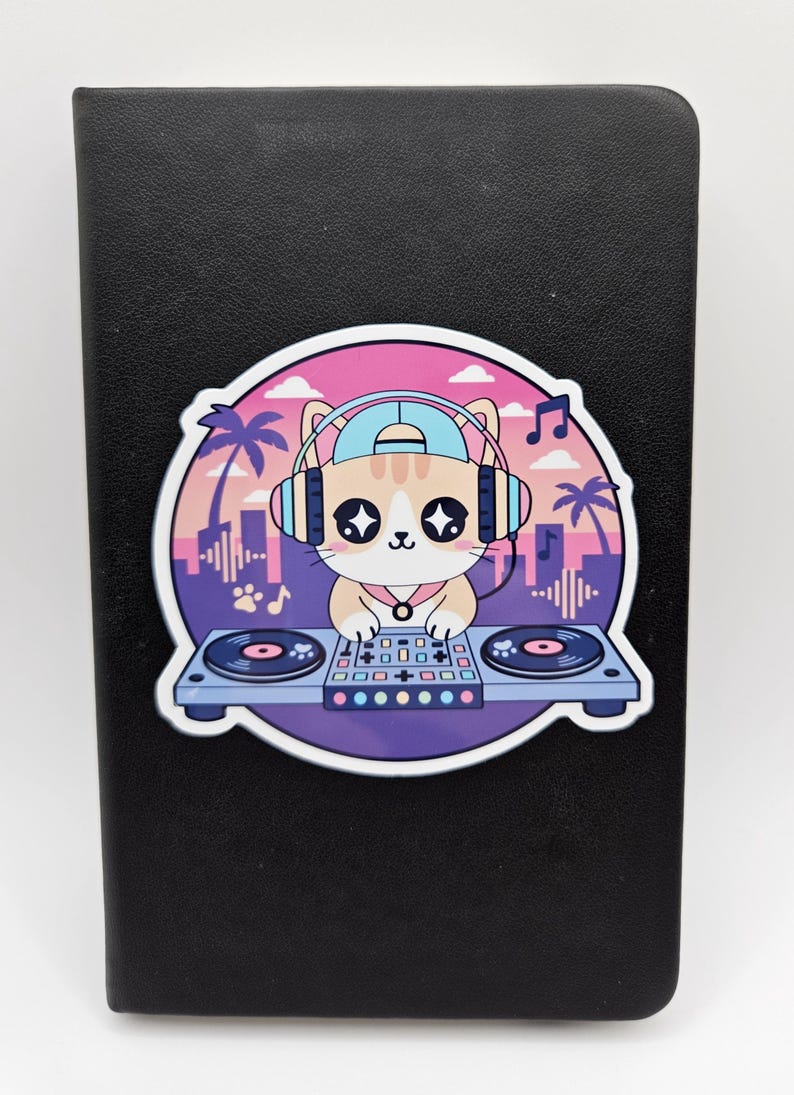 Kawaii DJ Cat Sticker – Cute Music Cat Sticker – Laptop, Planner ...