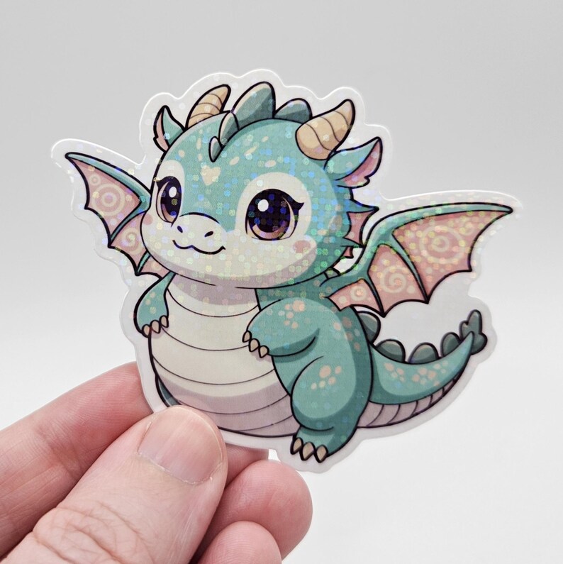 Kawaii Baby Dragon Sticker – Cute Fantasy Dragon Sticker – Laptop ...