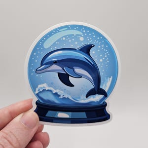 Delfin Schneekugel Aufkleber | Wetterfester Vinyl-Aufkleber