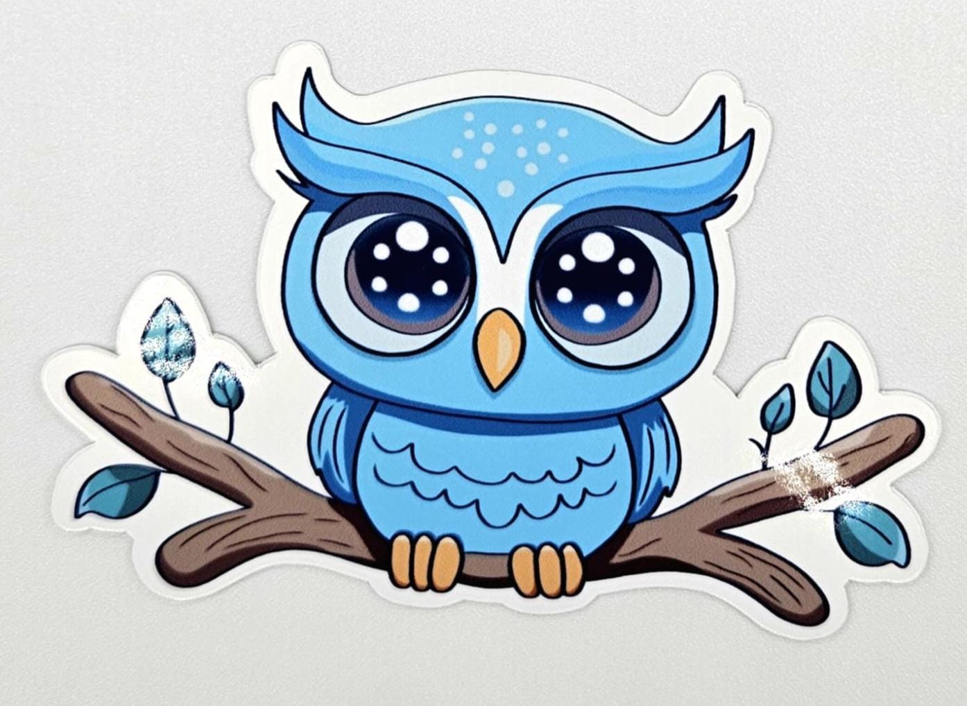 Kawaii Blue Owl Sticker &ndash; Cute Owl Sticker &ndash; Laptop, Planner & Tumbler Decal