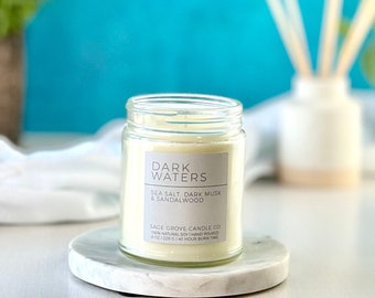 Dark Waters Hand Poured Soy Candle | 4 Ounce 8 Ounce 12 Ounce