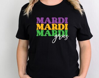 Mardi Gras Graphic T-Shirt | Tee Shirt for Women | Mardi Gras Party | Purple Green