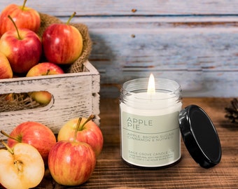 Apple Pie Hand Poured Soy Candle | Fall Scent | Winter | Christmas | 4 Ounce 8 Ounce 12 Ounce