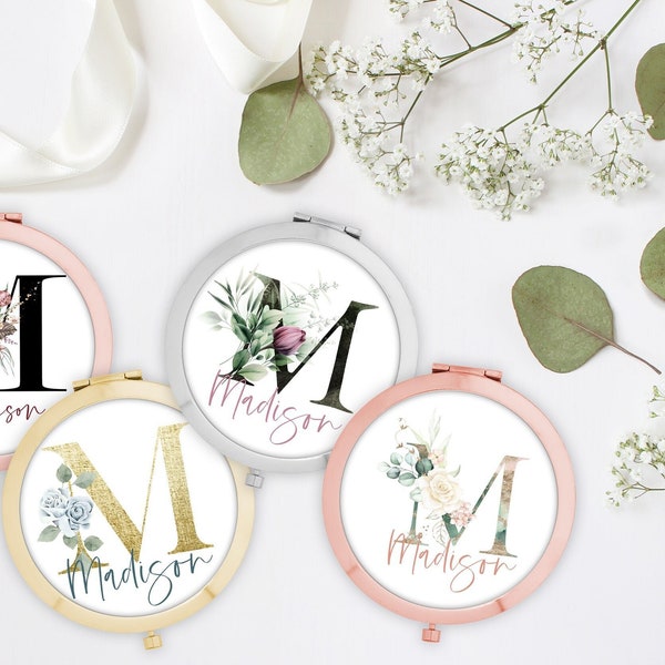 Personalized Compact Pocket Mirror | Monogram Initial Mirror | Personalized Gift | Bridesmaid Gift | Birthday Gift