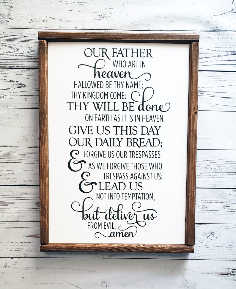 The Lord's Prayer Framed Farmhouse Wood Sign Etsy
