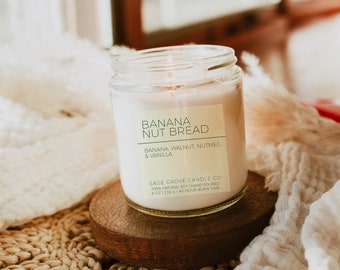 Banana Nut Bread Hand Poured Soy Candle | 4 Ounce 8 Ounce 12 Ounce