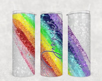 Personalized Rainbow 20 or 30 oz Stainless Steel Tumbler