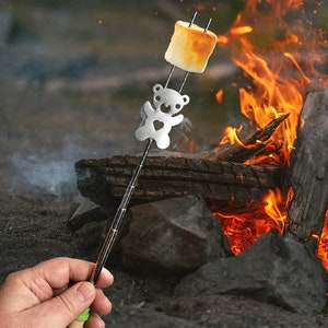 S'mores Bear Roasting Fork extending campfire forks for marshmallow smores image 1