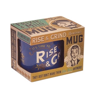 In gift box: Ceramic Tea and Coffee Mug, Rise and Grind Sunshine – mug cafe, cup of, teacup, 12 oz., 350 ml.