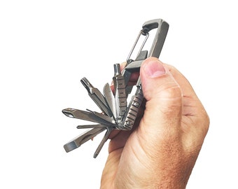 The "Fix is In" screwdriver multi tool and carabiner