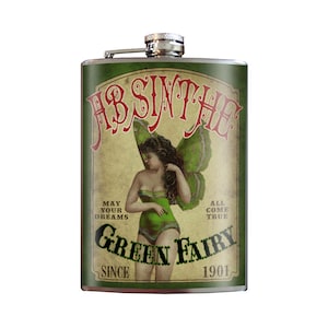 8 oz. liquor flask, Absinthe Green Fairy