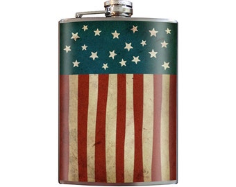 8 oz. liquor flask, Old Glory – liquor, drinkware, american, usa, patriot