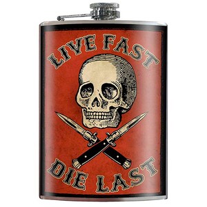 8 oz. liquor flask, Live Fast Die Last image 1