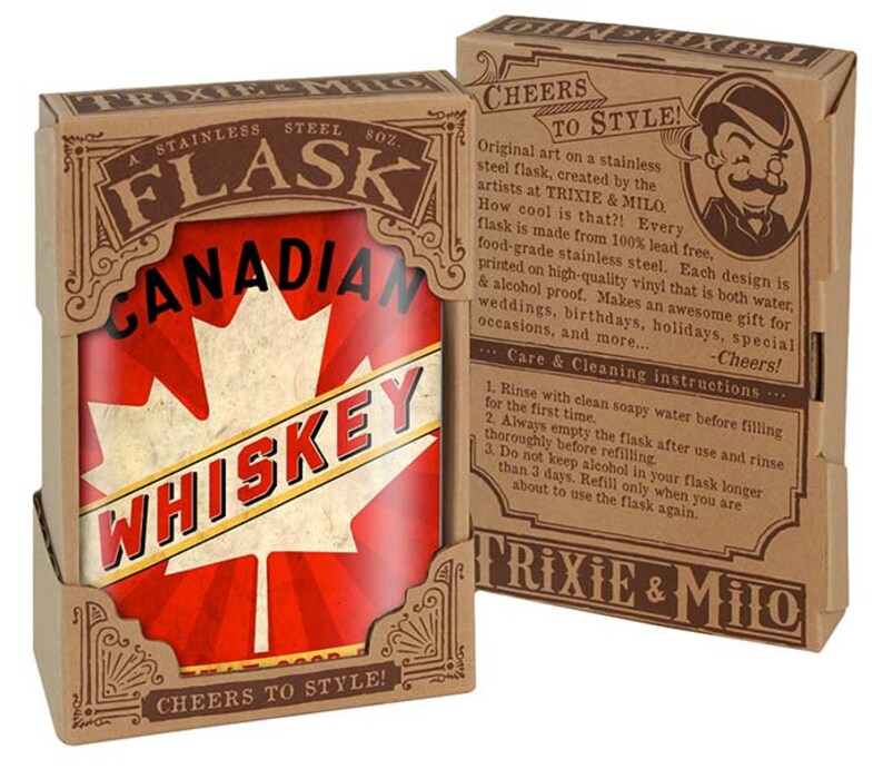 Canadian Whiskey 8oz Stainless Steel Flask Comes in a GIFT Etsy
