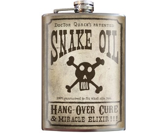 8 oz. liquor flask, Snake Oil