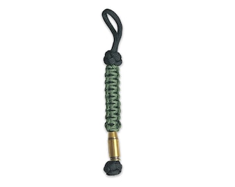 Paracord Lanyard w/ Brass Bullet Bead, olive green