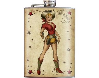 8 oz. liquor flask, Howdy Boys