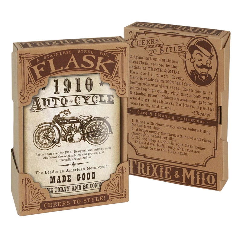 8 oz. liquor flask, Vintage Motorcycle image 2